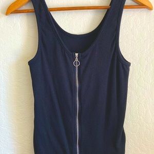 Ambiance Zip Front Rib Knit Tank Top